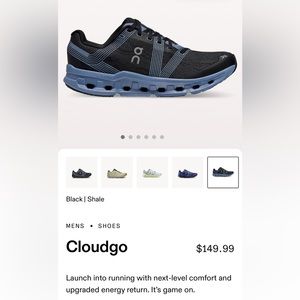 NIB- On Cloud - Cloudgo Men’s 8.5 Black/Shale